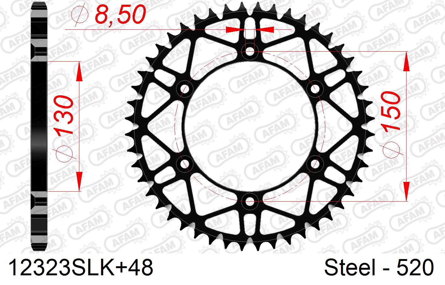 COURONNE ACIER #520 S/C NOIR 12323SLK+48