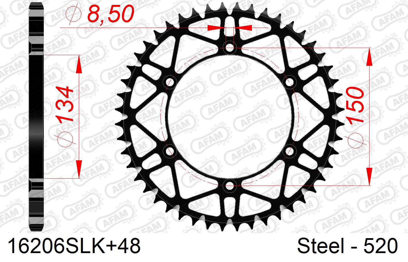 COURONNE ACIER #520 S/C 16206SLK+48