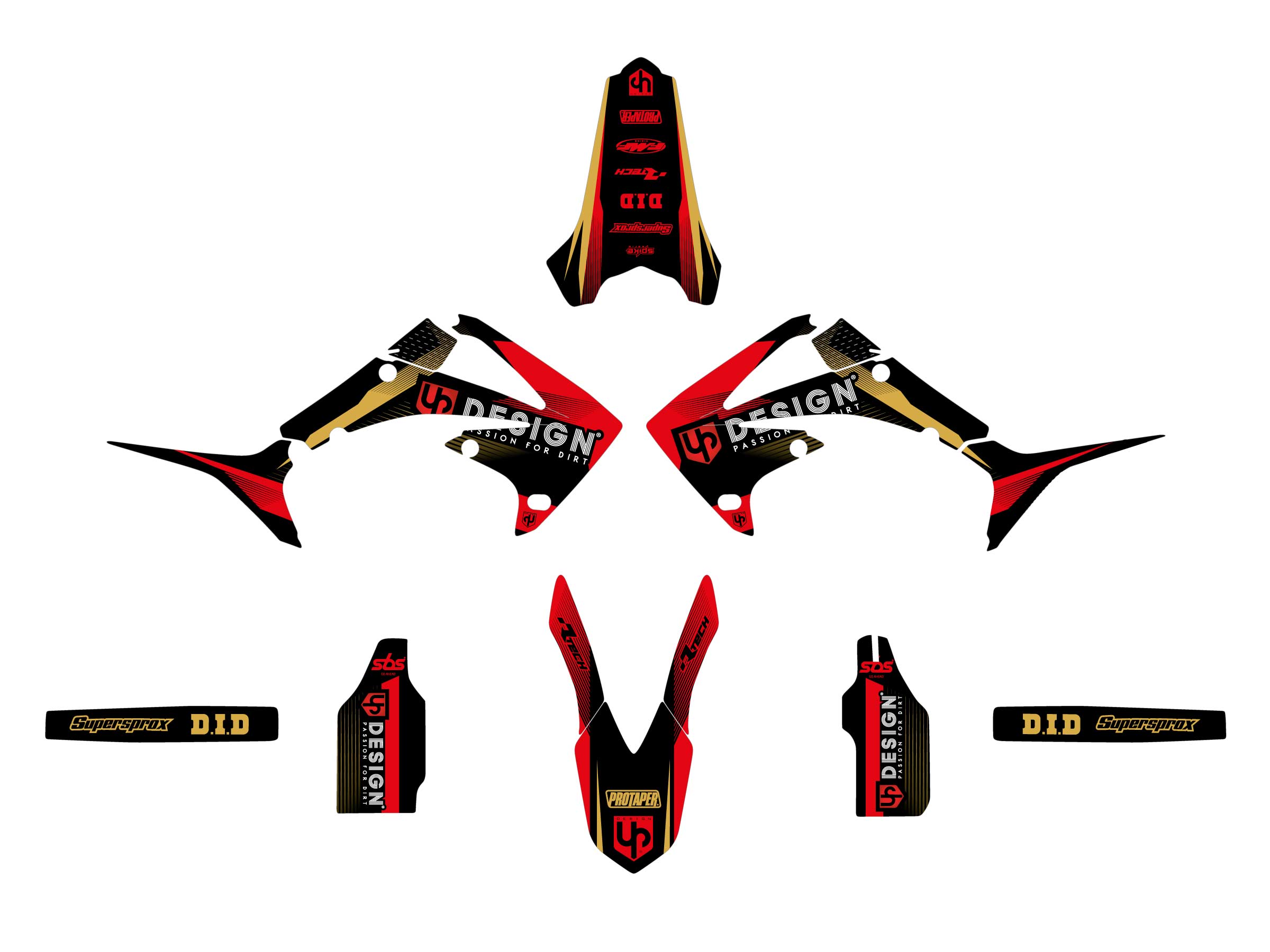 Kit Déco UP SPIKE HONDA CRF 250 R (2008-2009) Noir-Rouge