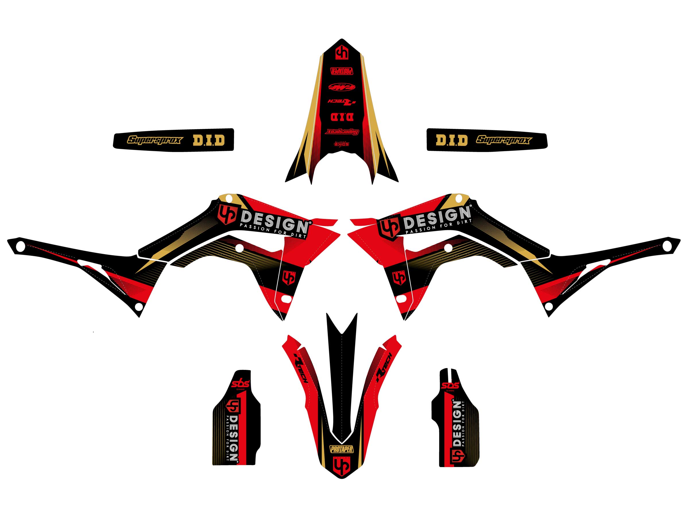 Kit Déco UP SPIKE HONDA CRF 250 R (2018) Noir-Rouge