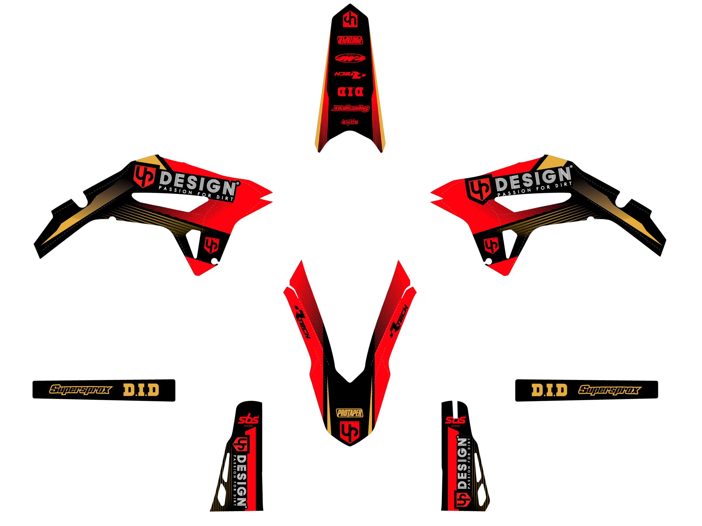 Kit Déco UP SPIKE HONDA CRF 250 R (2022-2022) Noir-Rouge