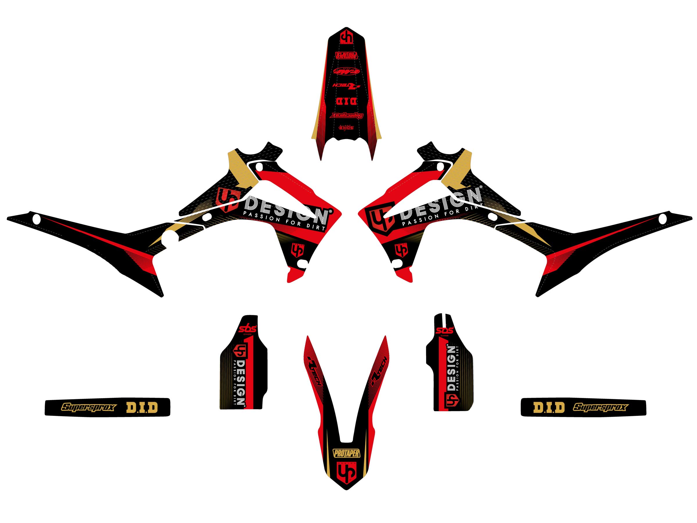 Kit Déco UP SPIKE HONDA CRF 450 R (2013-2016) Noir-Rouge