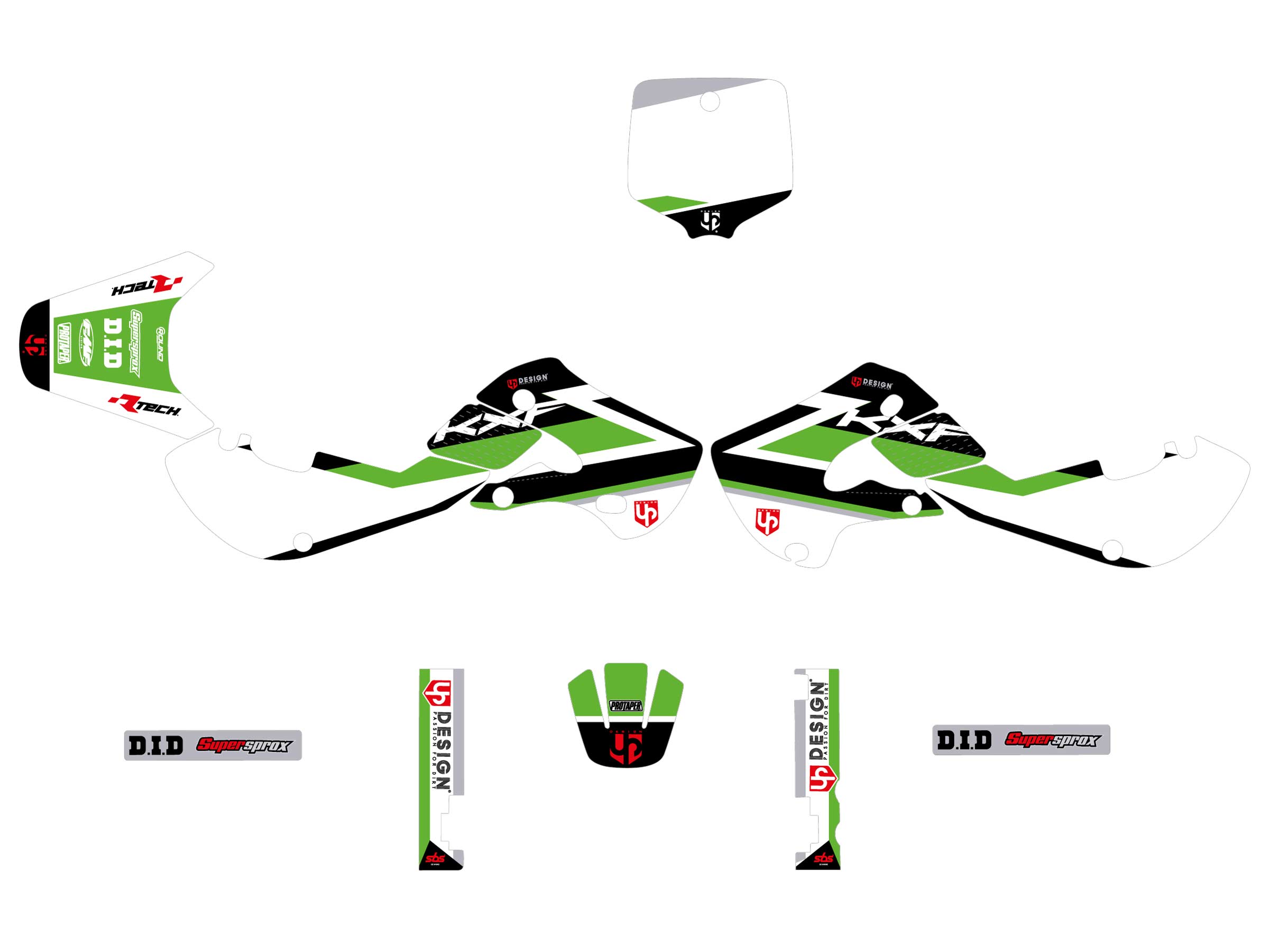 Kit Déco UP ROUND KAWASAKI KX 65 (2000-2022) Vert