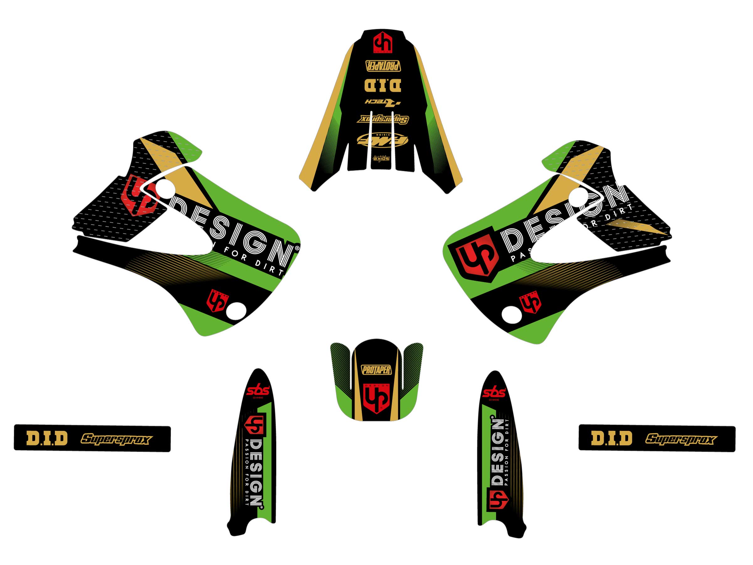 Kit Déco UP SPIKE KAWASAKI KX 85 (2002-2013) Noir-Vert