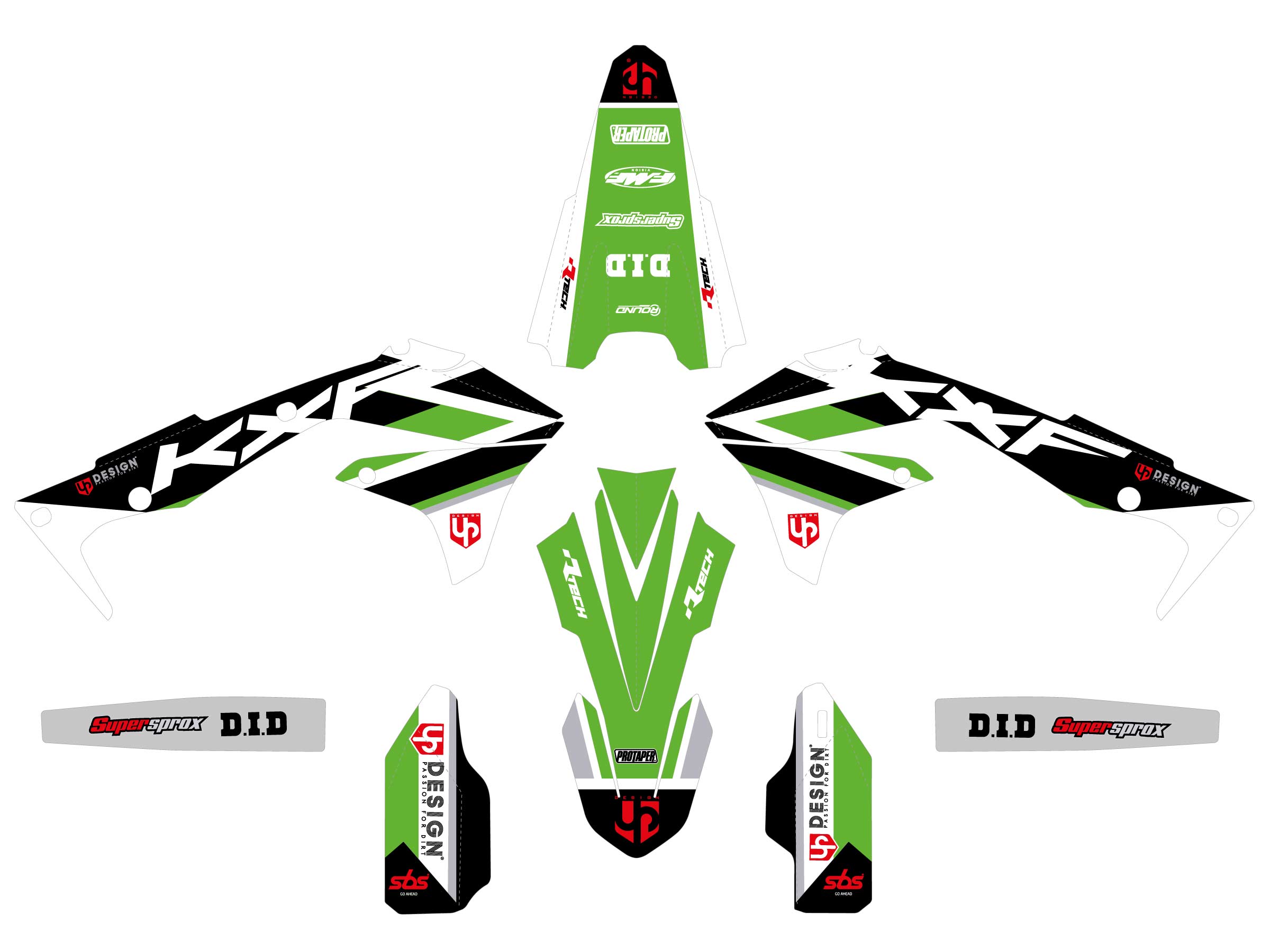 Kit Déco UP ROUND KAWASAKI KX 250 F (2009-2012) Vert