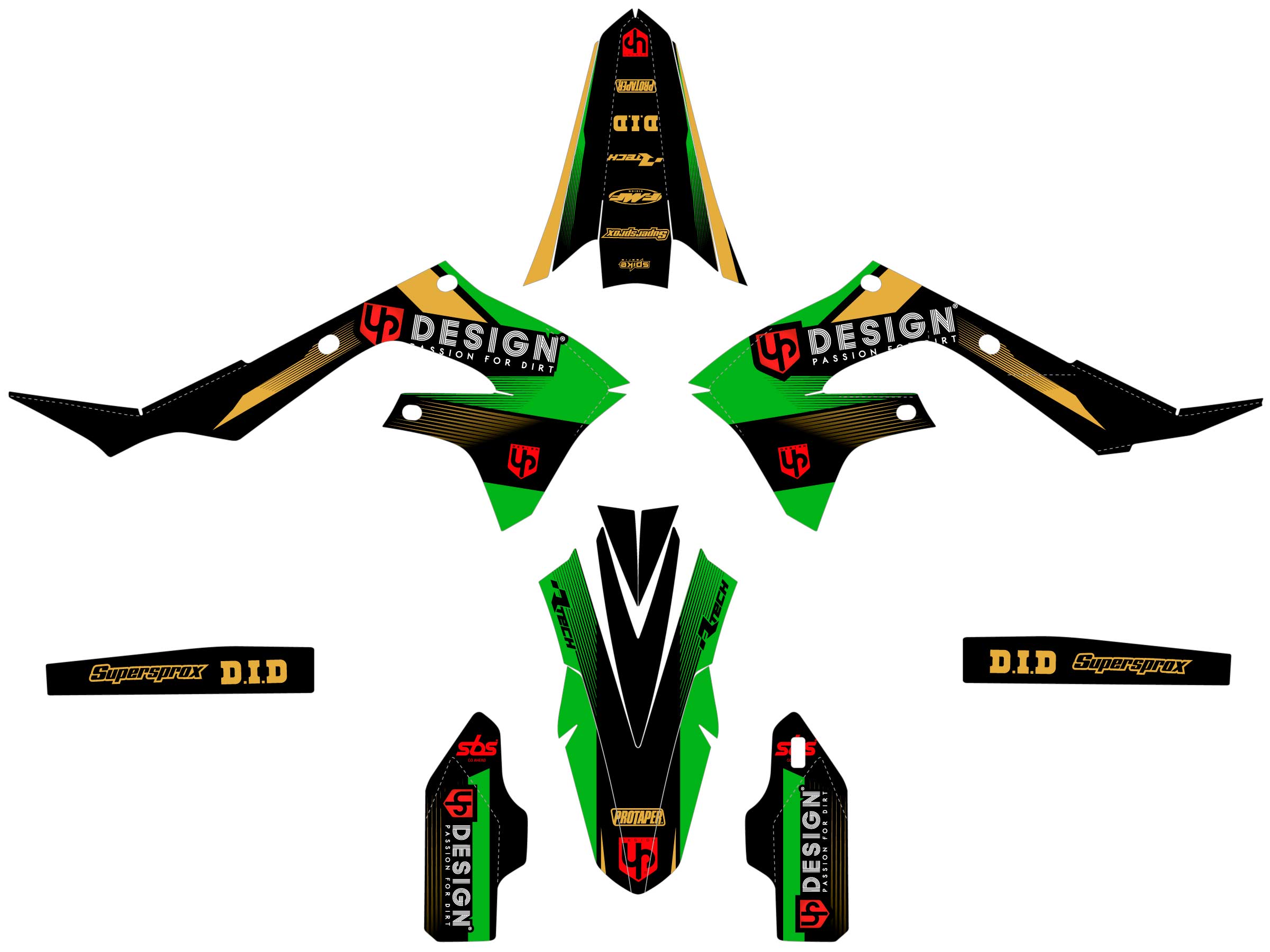 Kit Déco UP SPIKE KAWASAKI KX 450 F (2019) Noir-Vert