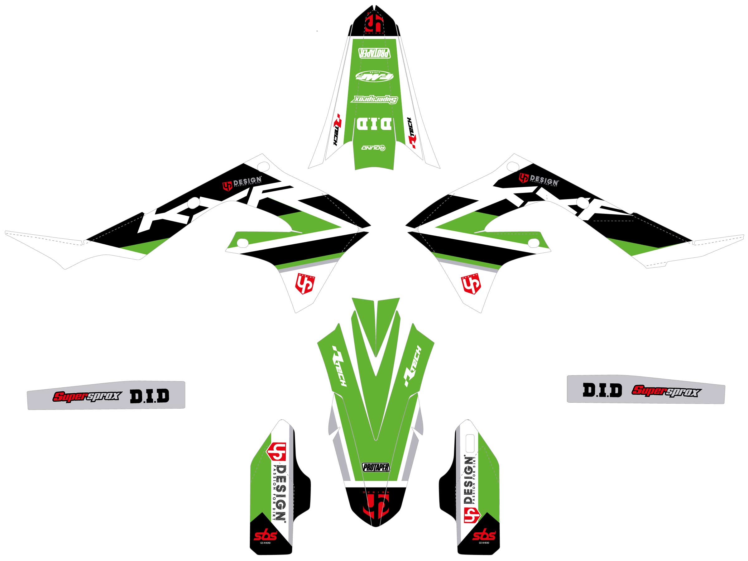 Kit Déco UP ROUND KAWASAKI KX 450 F (2020-2022) Vert