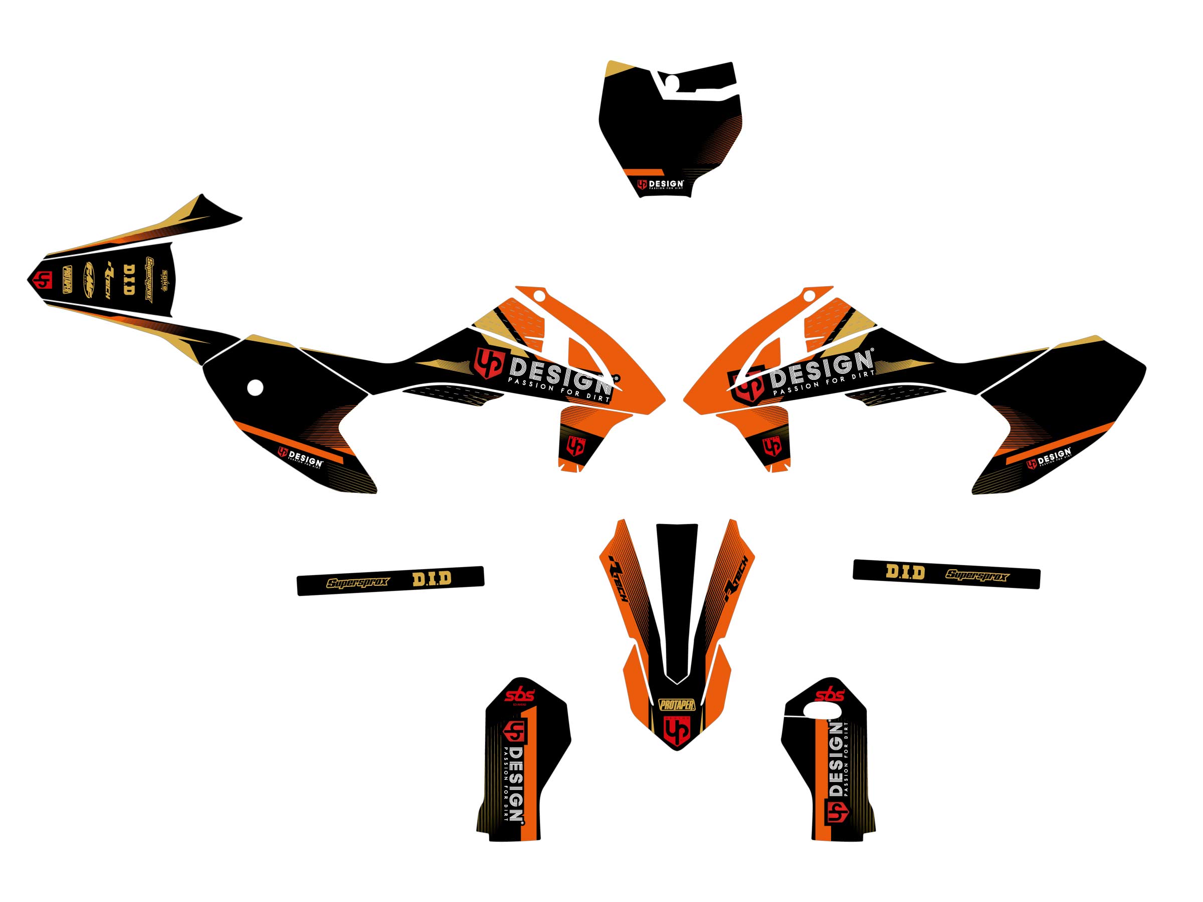 Kit Déco UP SPIKE KTM SX 50 (2009-2015) Noir-Orange
