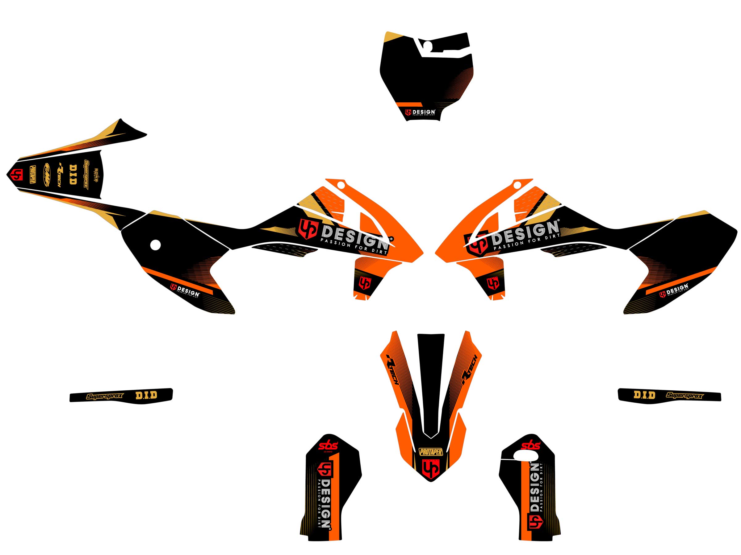 Kit Déco UP SPIKE KTM SX 50 (2020-2022) Noir-Orange