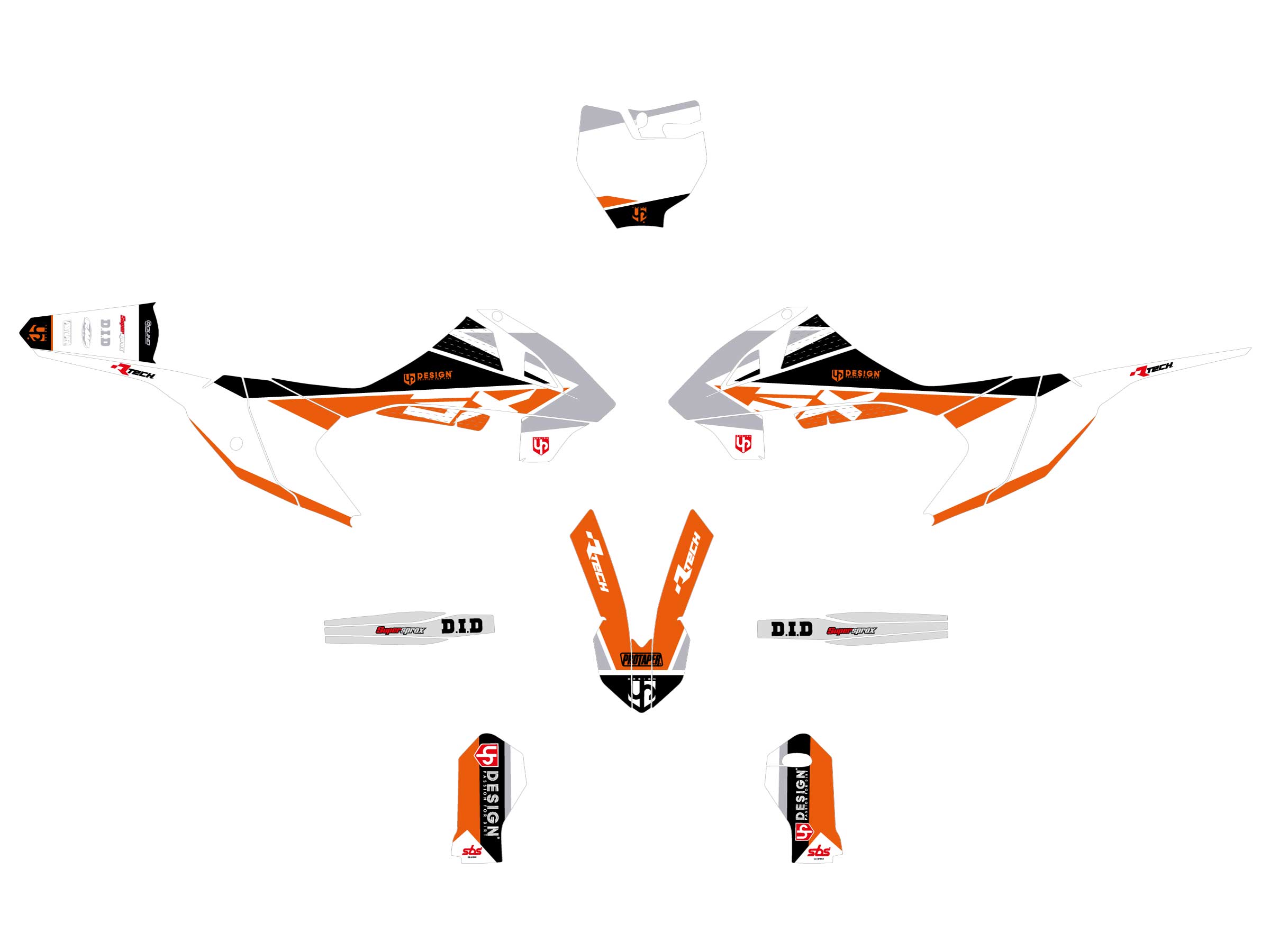 Kit Déco UP ROUND KTM SX 65 (1997-2001) Orange