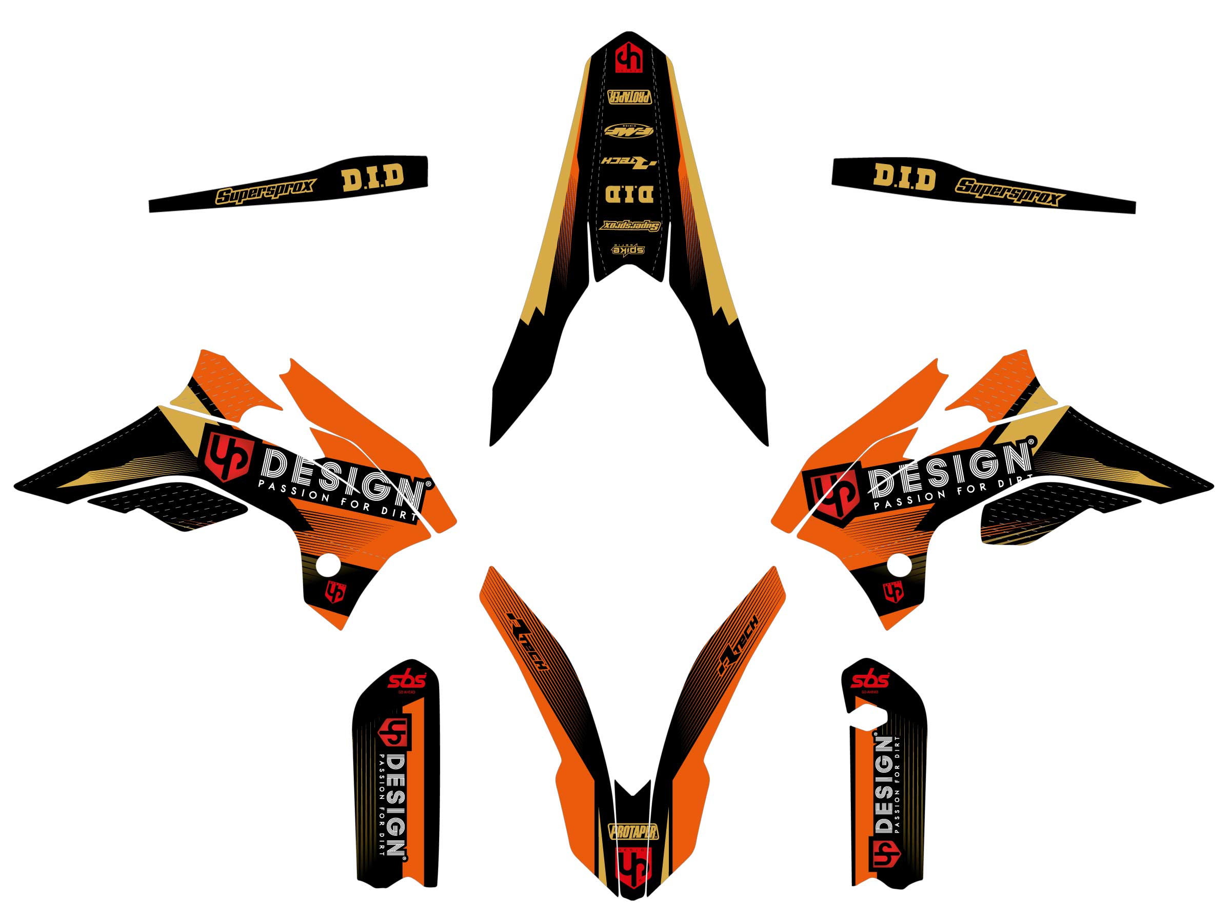 Kit Déco UP SPIKE KTM SX 85 (2006-2012) Noir-Orange