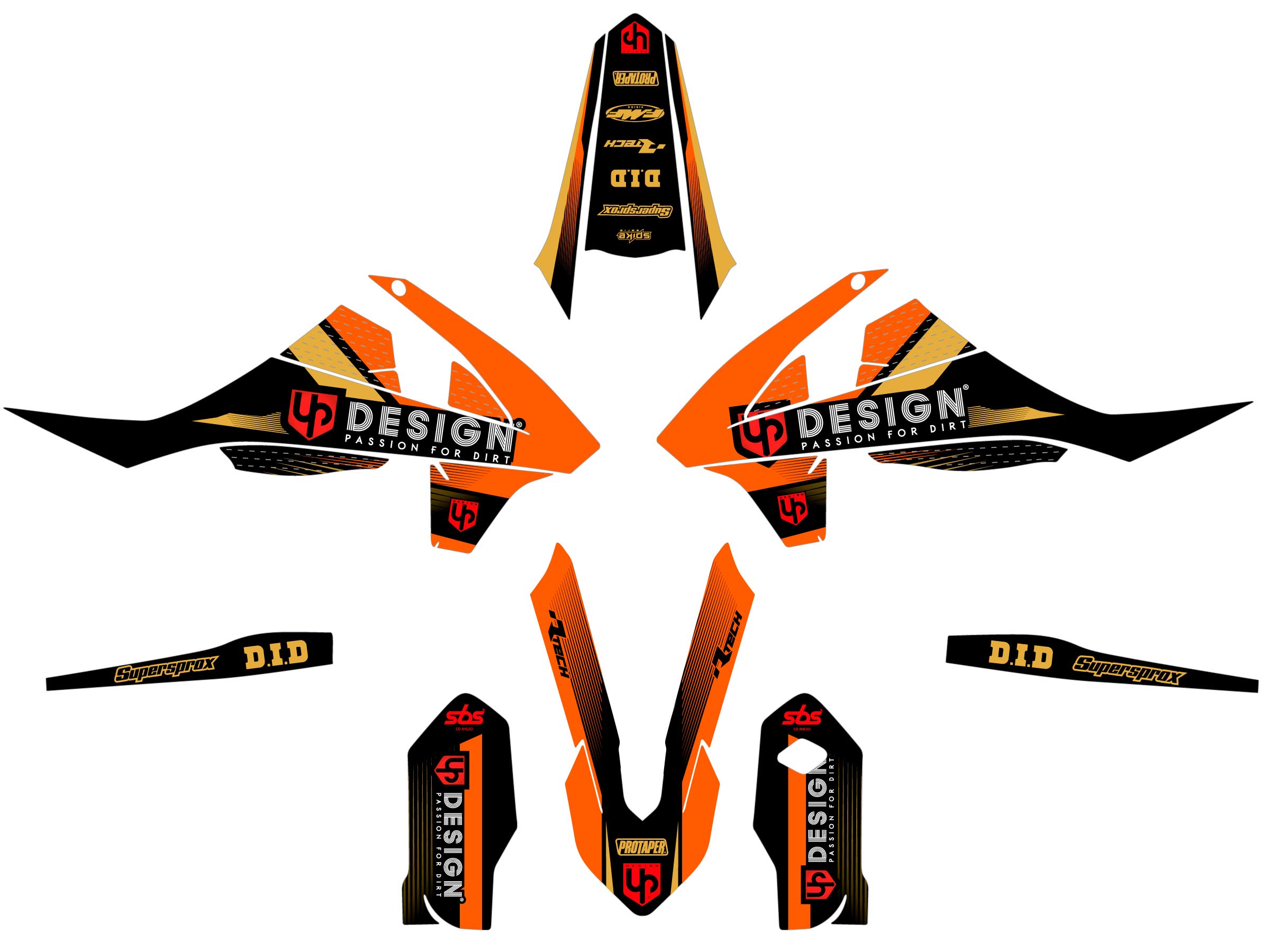 Kit Déco UP SPIKE KTM SX 85 (2018-2022) Noir-Orange