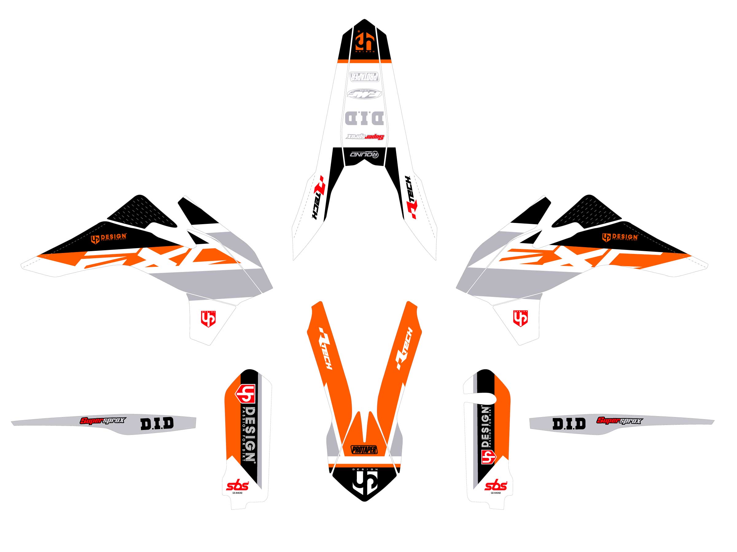 Kit Déco UP ROUND KTM EXC / EXC-F (2005-2007) Orange