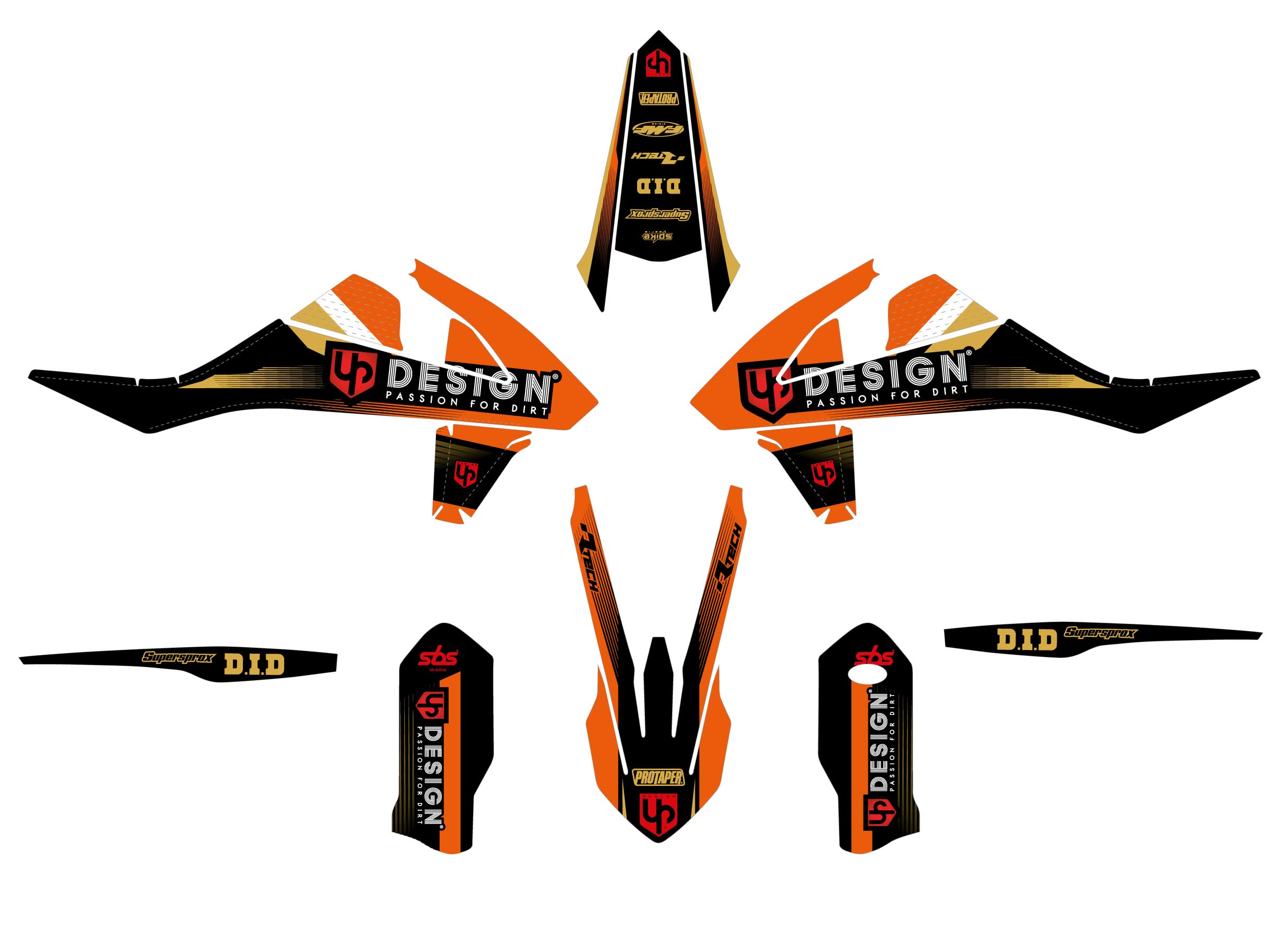 Kit Déco UP SPIKE KTM EXC / EXC-F (2017-2019) Noir-Orange