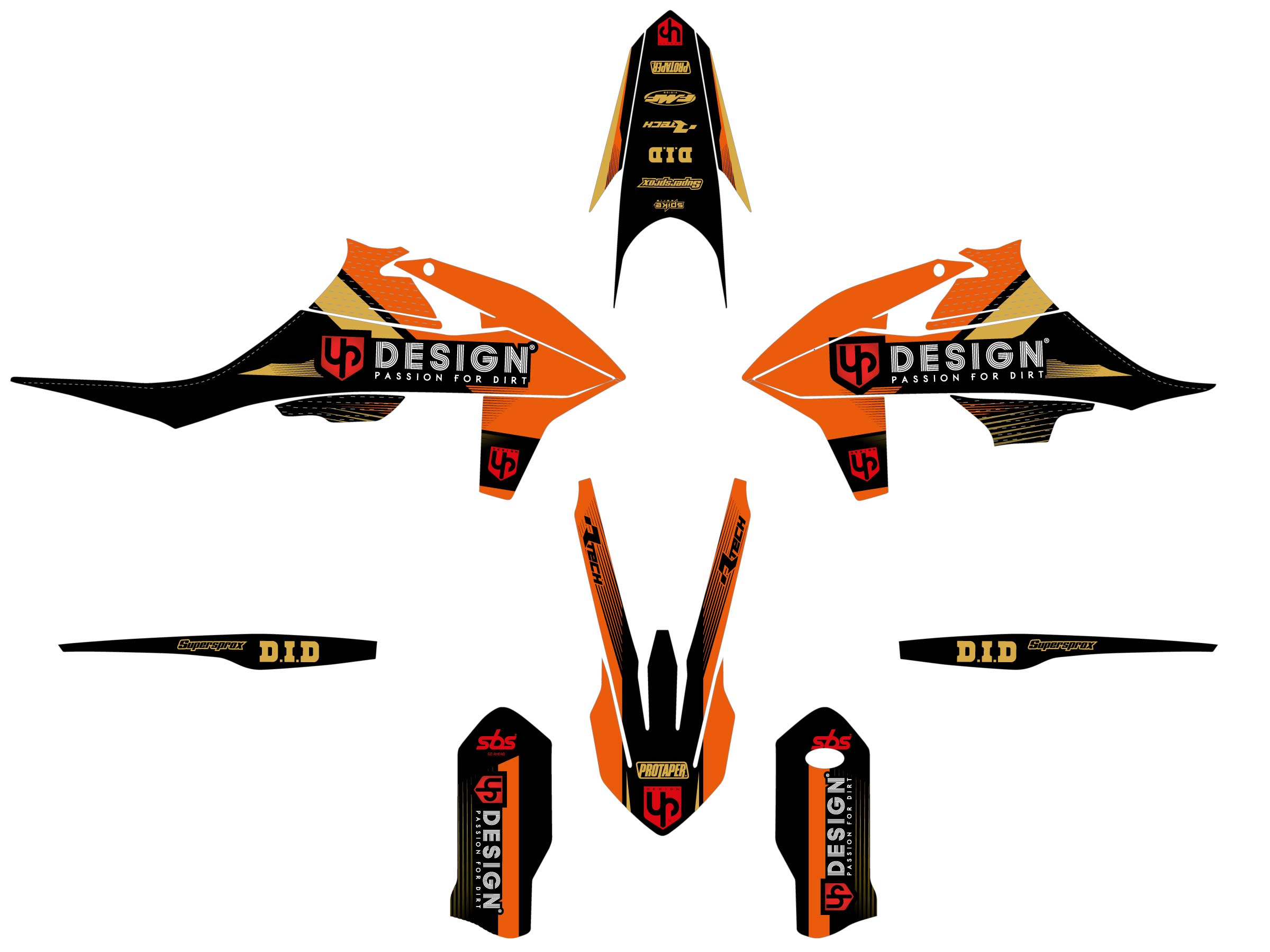 Kit Déco UP SPIKE KTM EXC / EXC-F (2020-2022) Noir-Orange