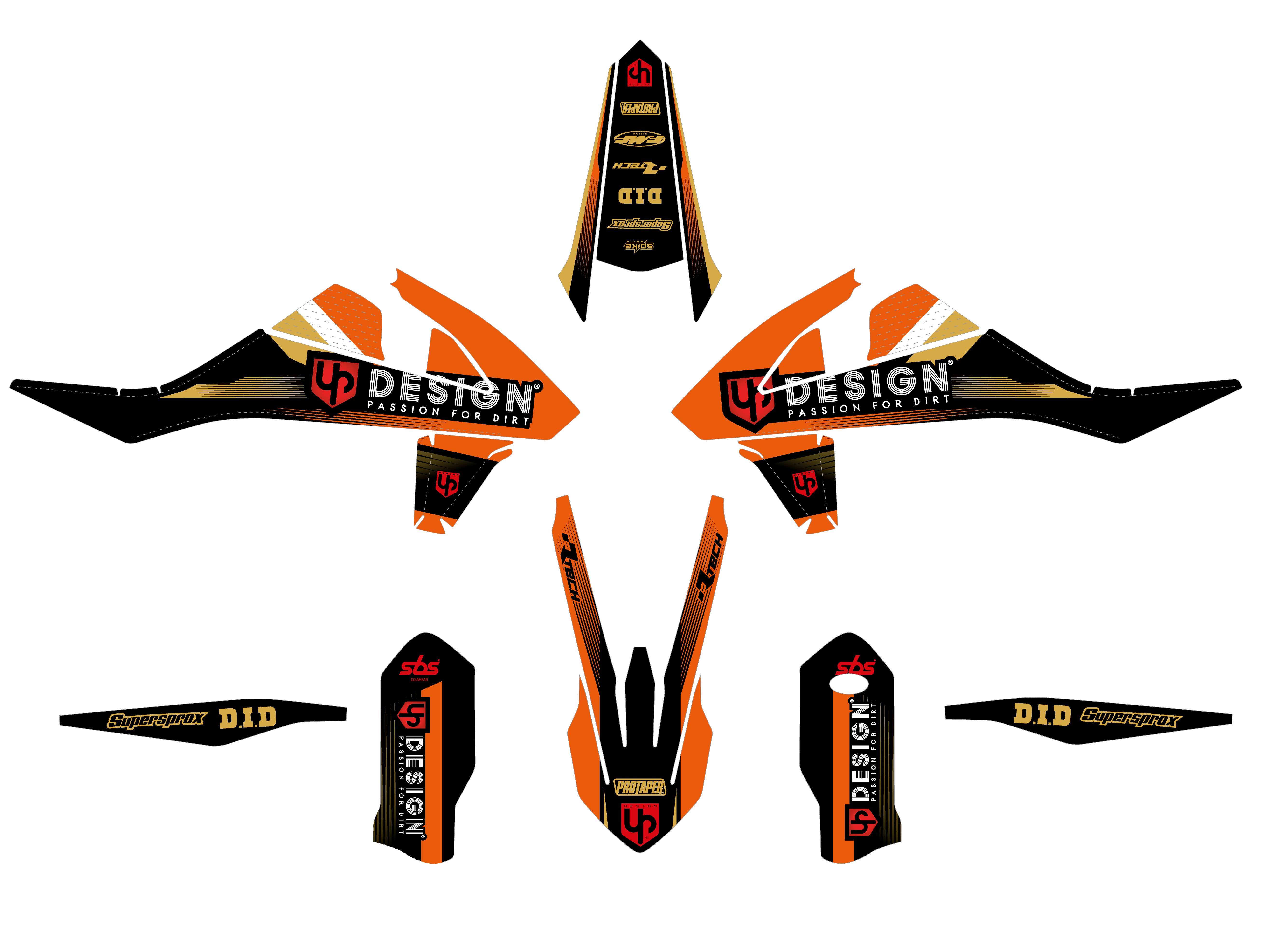 Kit Déco UP SPIKE KTM SX / SX-F (2008-2010) Noir-Orange