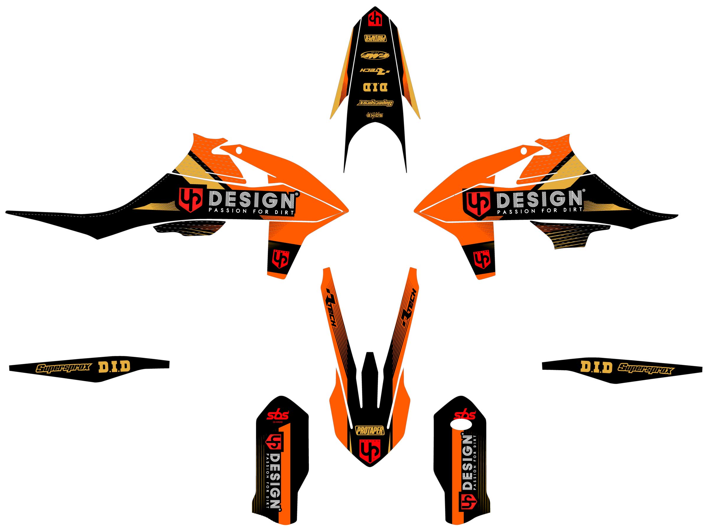 Kit Déco UP SPIKE KTM SX / SX-F (2019-2022) Noir-Orange