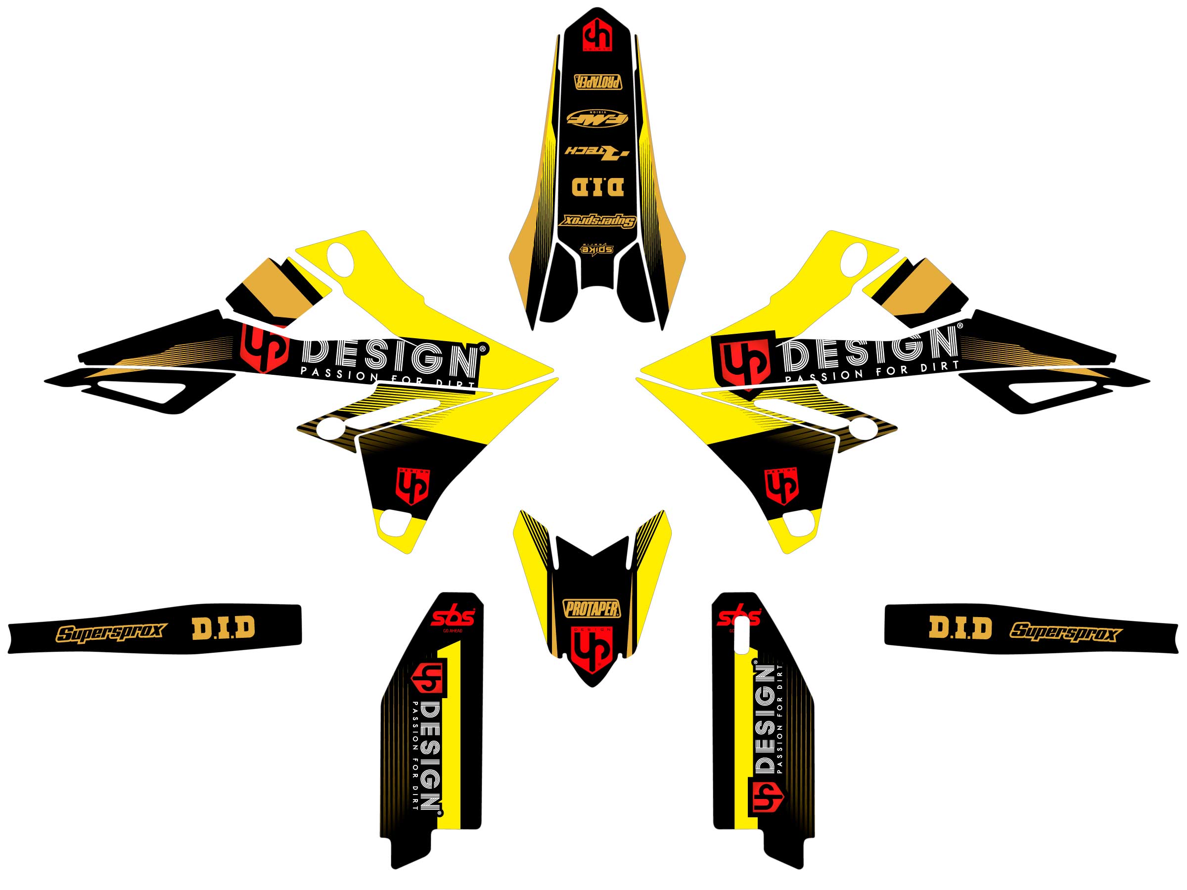 Kit Déco UP SPIKE SUZUKI RMZ 250 (2010-2018) Noir-Jaune