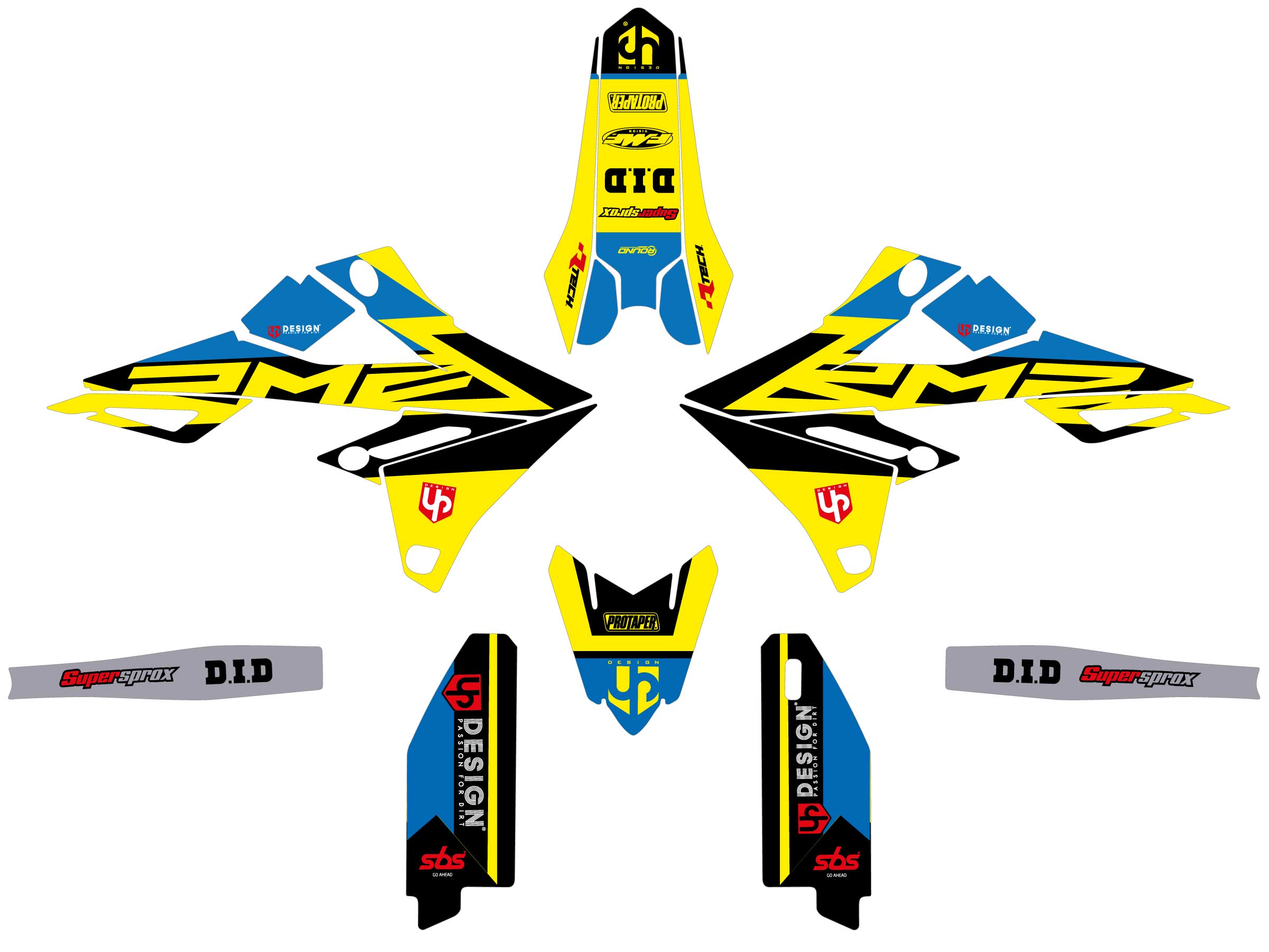 Kit Déco UP ROUND SUZUKI RMZ 250 (2010-2018) Jaune