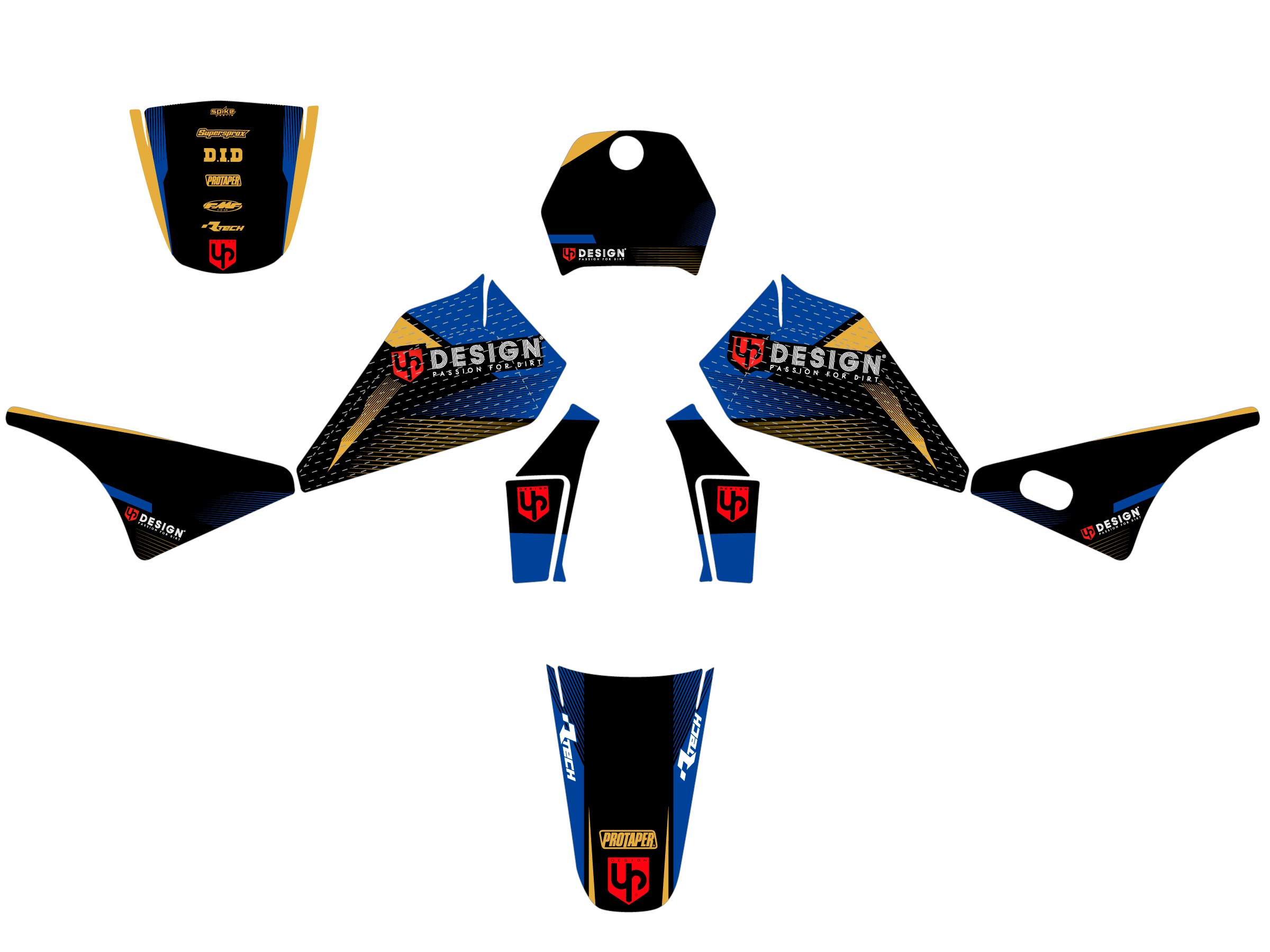 Kit Déco UP SPIKE YAMAHA PW 80 (1983-2012) Noir-Bleu