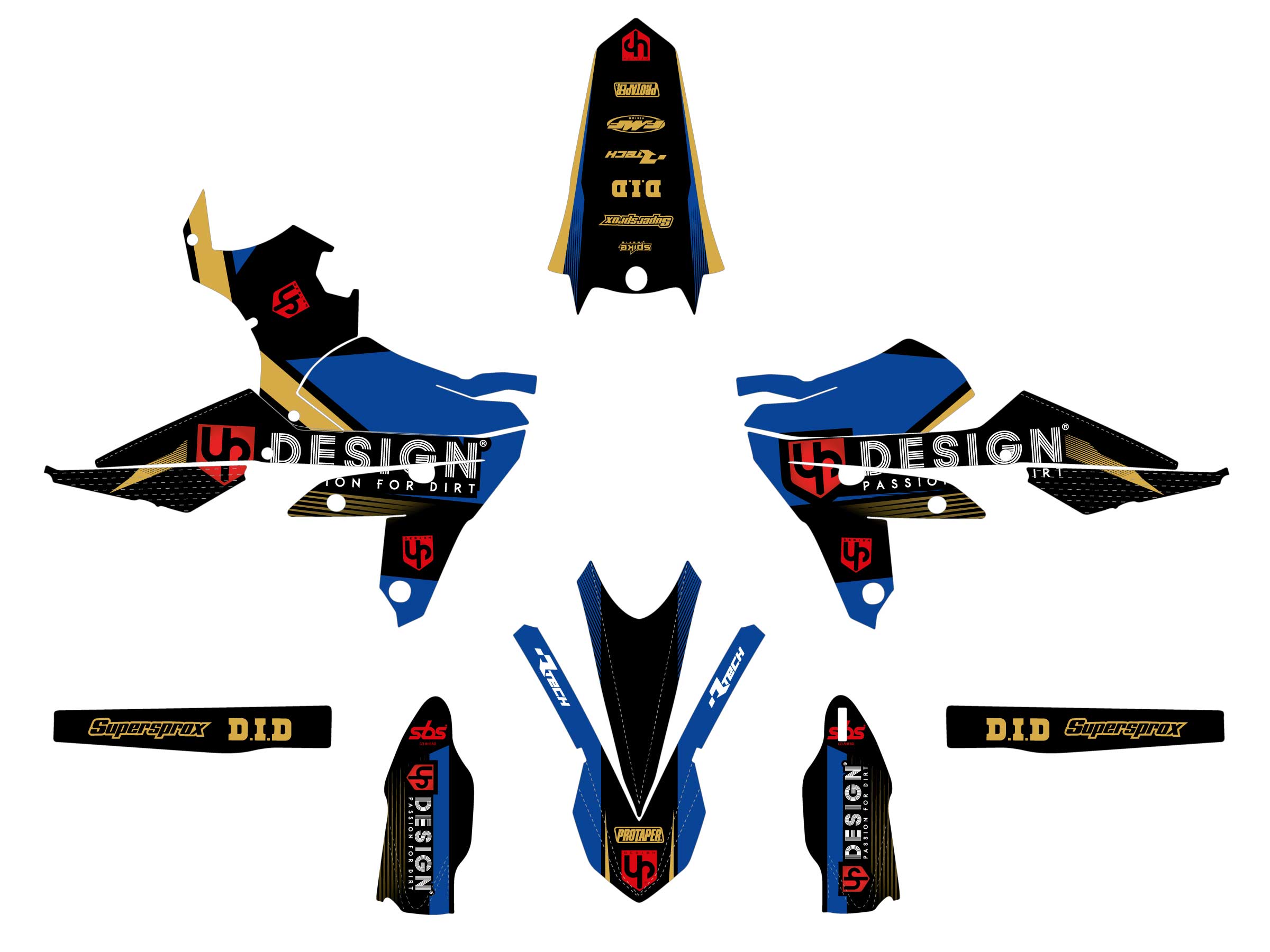 Kit Déco UP SPIKE YAMAHA YZ 250 F (2014-2018) Noir-Bleu