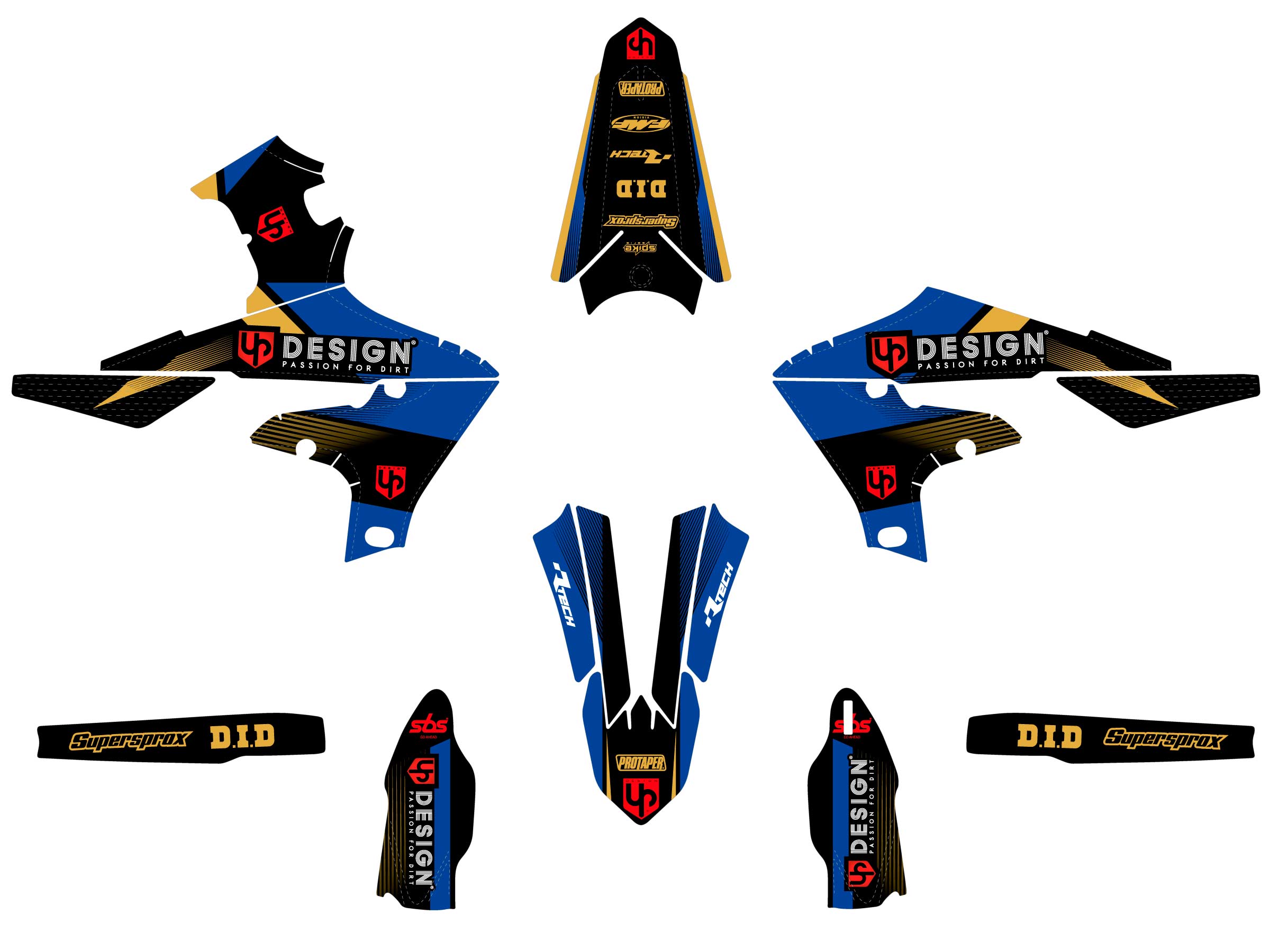 Kit Déco UP SPIKE YAMAHA YZ 250 F (2019-2022) Noir-Bleu