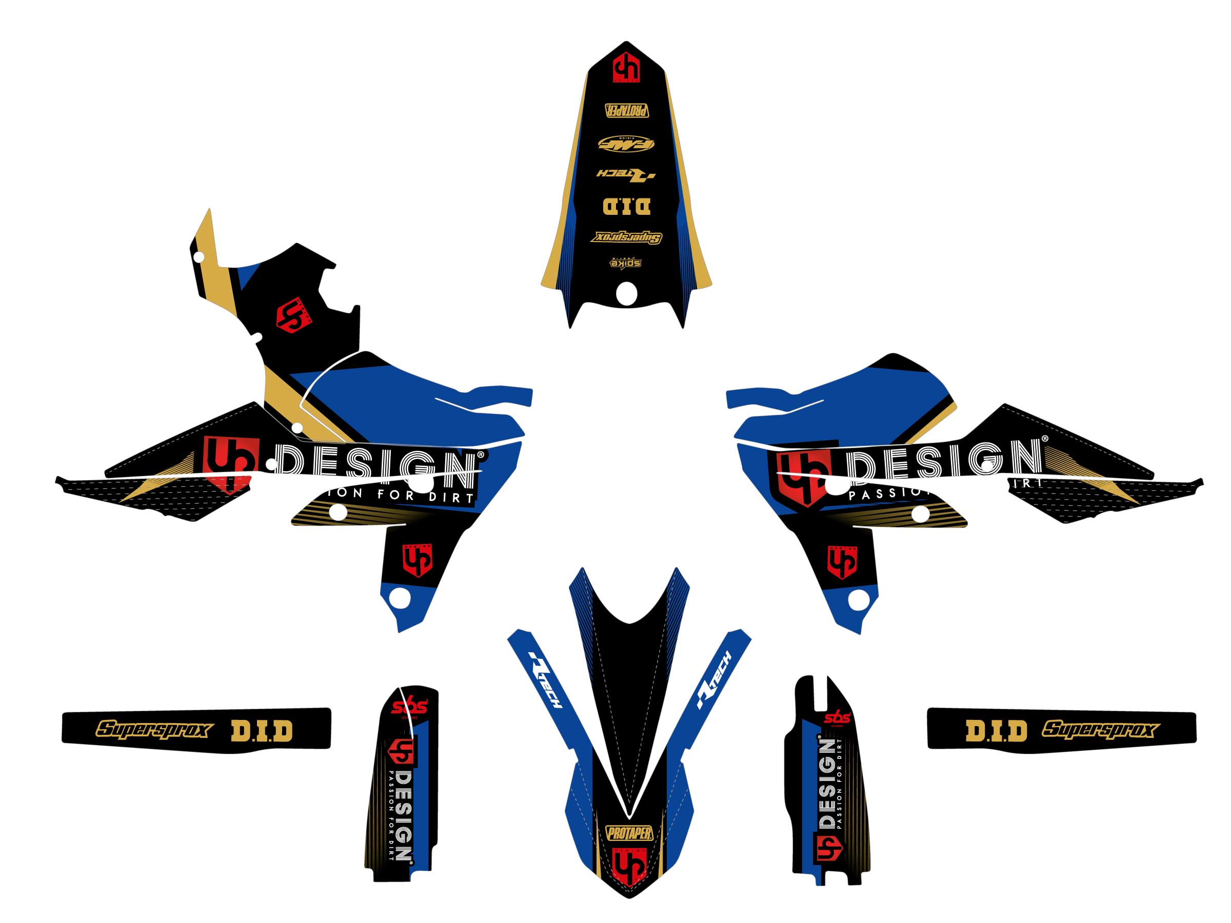 Kit Déco UP SPIKE YAMAHA WR 250 F (2003-2004) Noir-Bleu