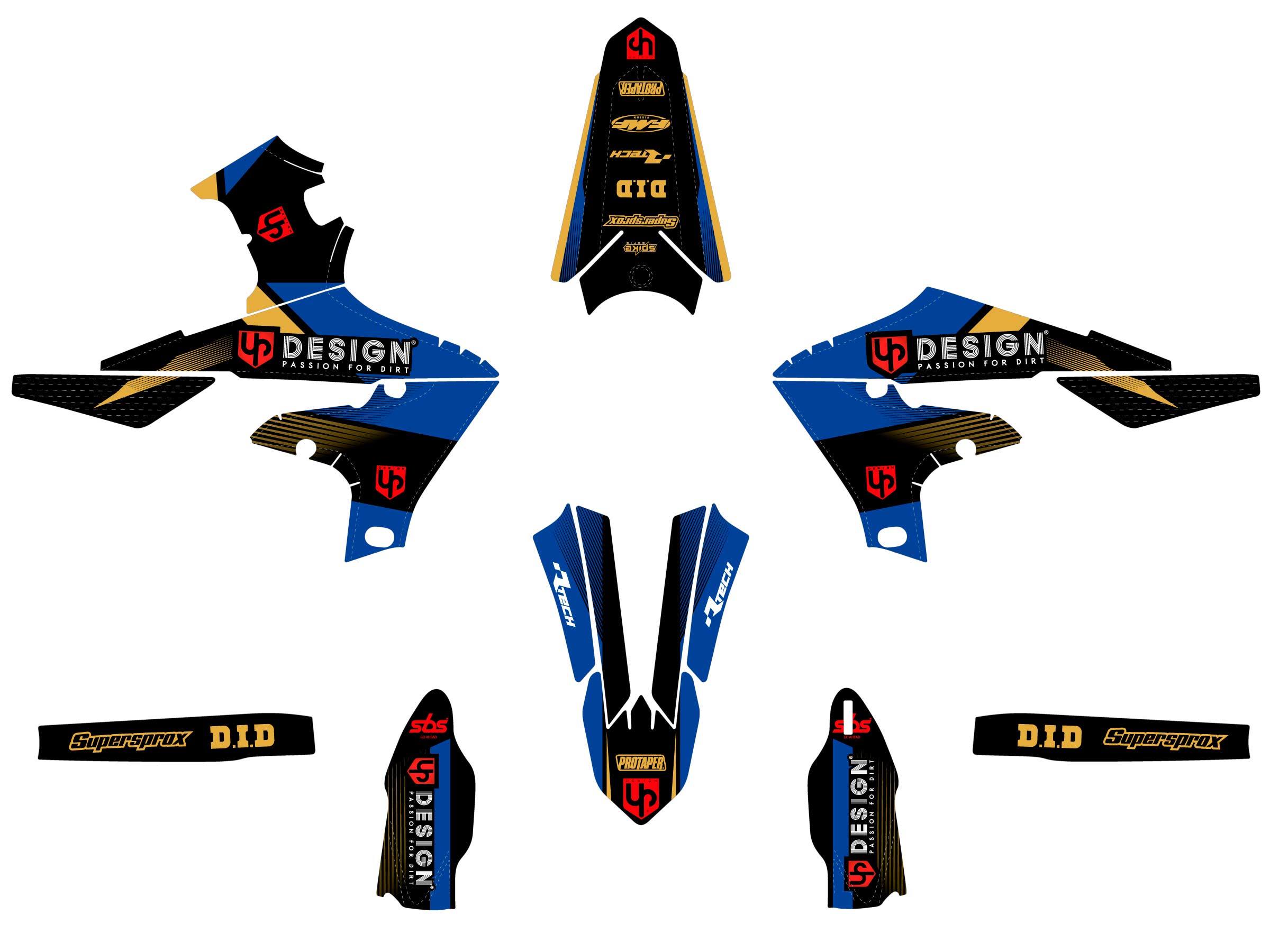 Kit Déco UP SPIKE YAMAHA WR 250 F (2020-2022) Noir-Bleu