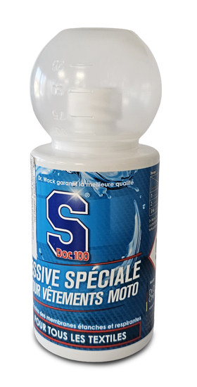 S100 Lessive vêtement moto bidon 250ml.