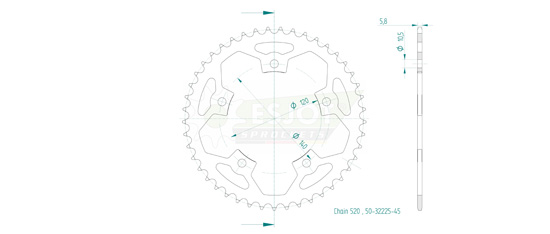 COURONNE ACIER #520 50-32225-45