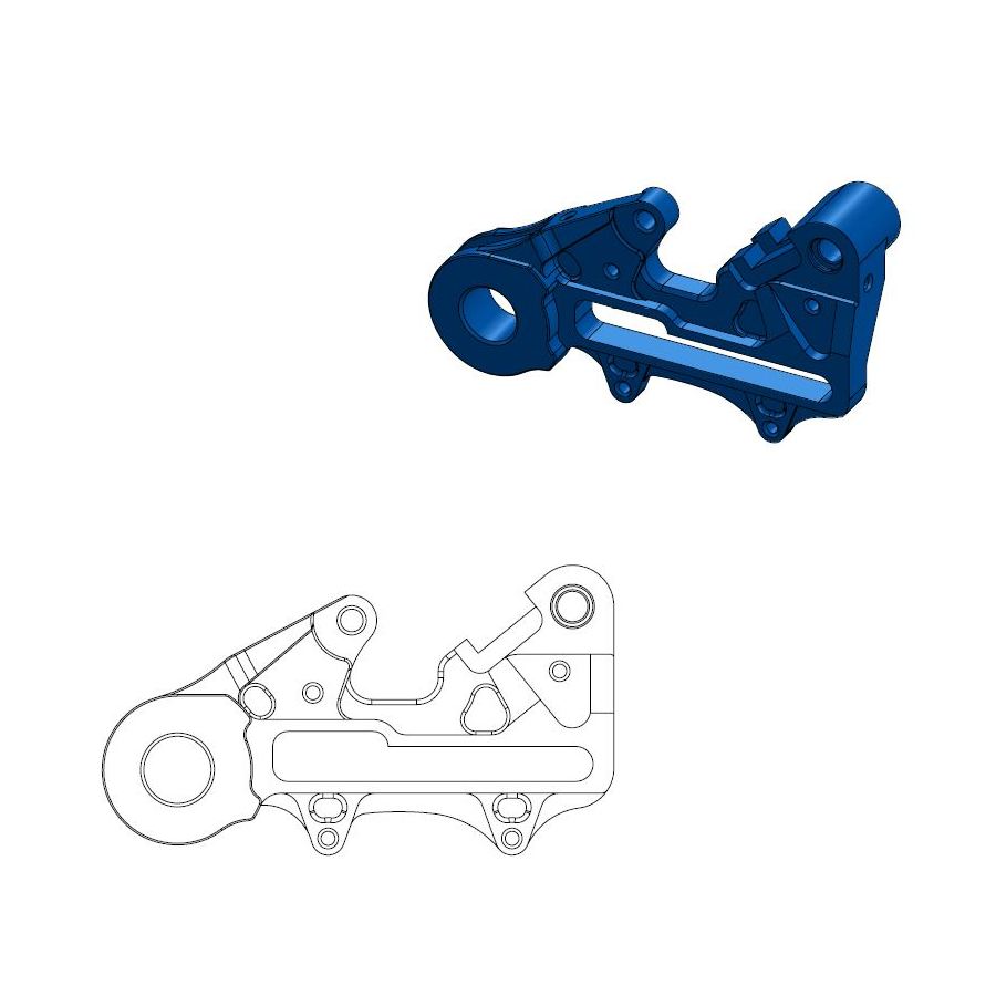 Support arrière Offroad MM 220 HVA bleu (incl adapt axe endu