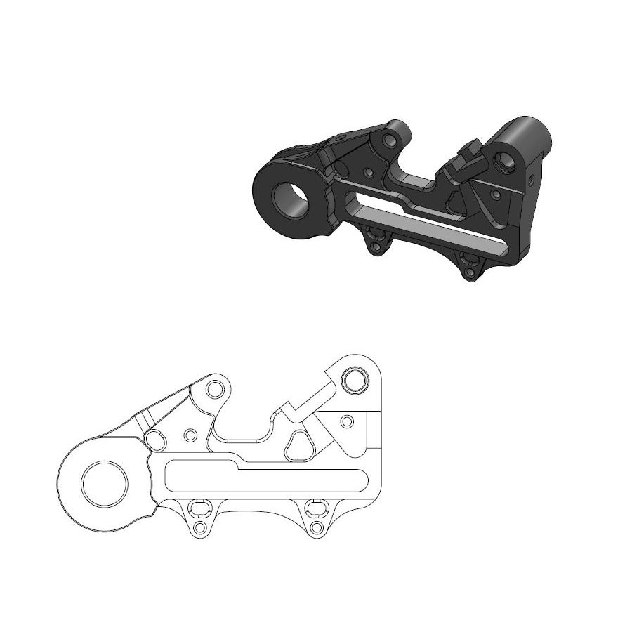 Support arrière KTM Factory 220mm noir (incl adapt axe endur