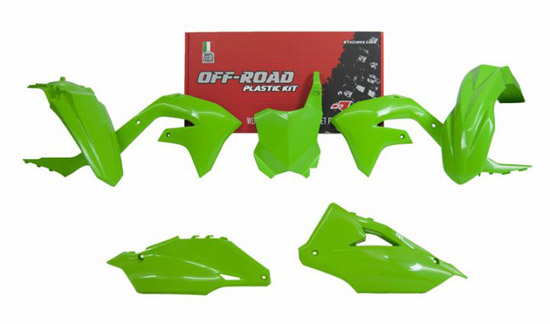 Kit plastique 6p avec protec. fourche Kawa vert 