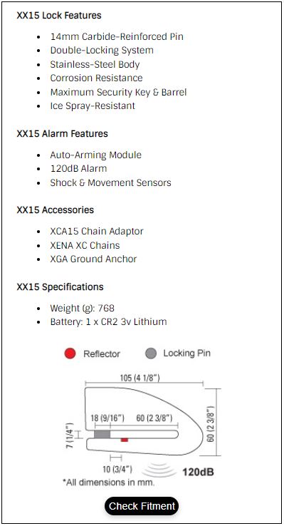 Antivol bloque disque SRA avec alarme Bluetooth XENA XX15